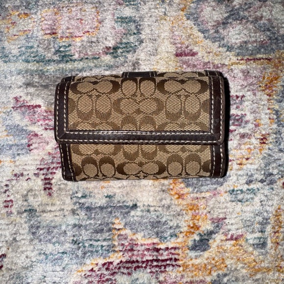 Coach Brown Monogram Wallet with Silver Buckle - Picture 2 of 4